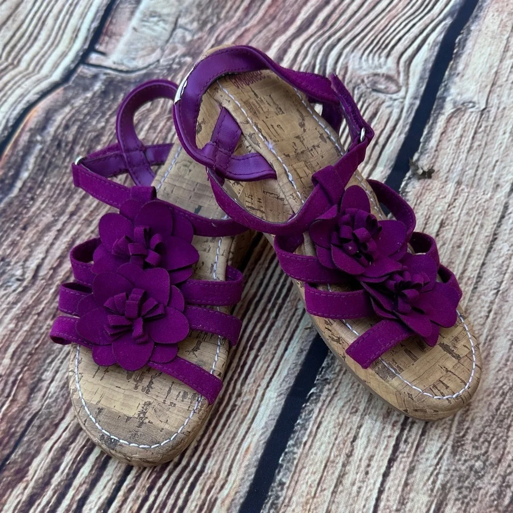 Gymboree Magenta Floral Wedge Sandals